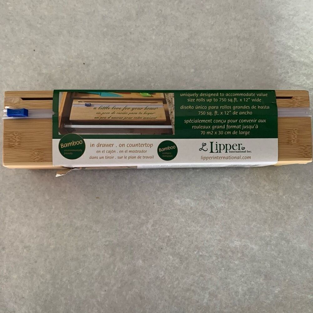 Lipper International Bamboo Single Wrap Dispenser With Cutter #8063 *New*